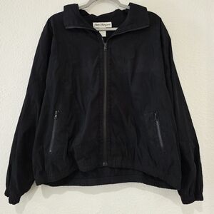 Norm Thompson Black Windbreaker Jacket XL Lightweight Zip Front Pockets